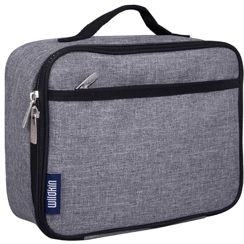 Wildkin Kids Insulated Lunch Box – Durable and Reusable for School & Travel - Grey Tweed
