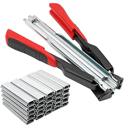 MUYIRTED Drahtzange mit 2500 C-Ring Metallklammern, Zaunzange Hog Ring Zange kit Zur Reparatur und Befestigung des Stacheldraht Zaun Haustierkäfig Maschendrahtzaun