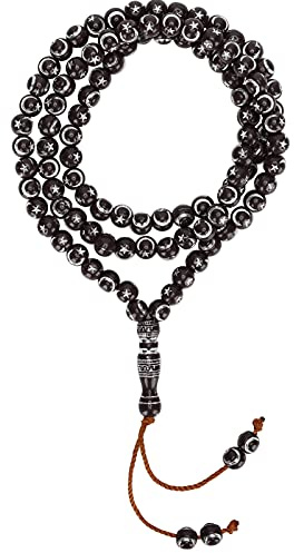 Hztyyier Radband bön mala pärlor 99 grains harts muslimska radband pärlor islamisk dyrka bön skrift förgyllning religiös artikel, 49 cm längd