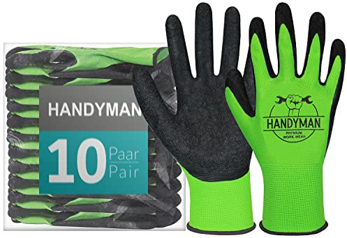 ACE Handyman Arbeits-Handschuh - 10 Paar bequeme, robuste Allround-Schutz-Handschuhe für die Arbeit - 10/XL (10er Pack)