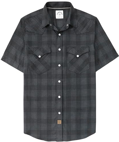 Dubinik® Hawaii skjorta män semester skjorta Aloha-skjorta tropisk kortärmad button down tryckt strandskjorta utan fickor, Svart grå, XXL