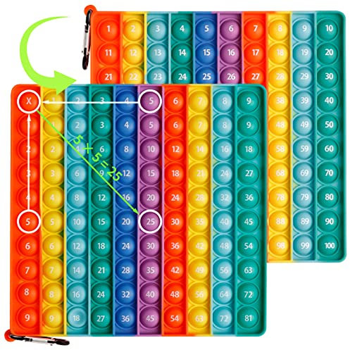 Pop On It 2 in 1 MEINRAUM Poppit XXL Fidget It Toys 100 Zahlen Push Bubble Pop Spielzeug Stressabbau Sensory Toy Rainbow Multiplikationsbrett Lernspielzeug für Kinder Aufklärung Digitaler