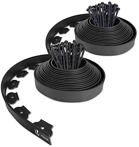 VOUNOT® Borde Jardín, Césped Borde, Flexible de Plástico, Longitud 20 m, Altura 5 cm, con 60 Clavijas, Negro