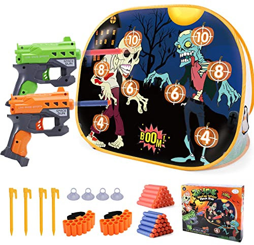 Mål med leksakspistol, zombie skytte leksak barn skjutskiva med nät och leksaksvapen, utomhusleksak, trädgårdsleksaker, presenter för 5 6 7 8 9 10+ år gamla pojkar flickor