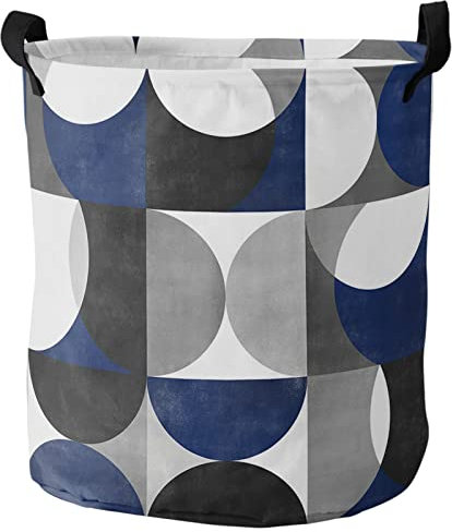 Ropa Sucia Cestas Invierno Geométrico Azul Marino De Mediados De Siglo Cesto Bolsa Grande Cesto Para La Ropa Portátil Cesta Colada Para Familiar Juguetes Lavadero,40X50Cm