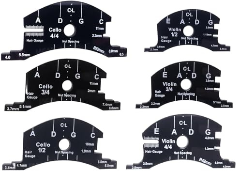 TUOREN Violin Cello Bridge Fingerboard Template Making Repair Reference Tool 1/2 3/4 4/4 6pcs