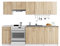 3E 3xE living.com Küchenset: eine Schublade, elf Türen, zwölf Einlegeböden, Farbe: weiß | Sonoma-Eiche, A: B: 240 cm, H: 203 cm, T: 44,5 cm