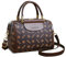 DEEVORCA Damen Handtasche Vintage Umhängetasche für Dame Exquisites Druckdesign Ausreichend Platz Abnehmbarer Schultergurt Frau Messenger Bag Meeting Reisen Shopping Wasserdichtes PU Braun