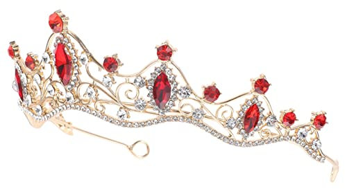 Gogogmee Barocke Krone Goldene Hochzeitsdeko Hochzeitskrone Barock Rote Frauen Tiara Für Braut Tiara-krone Für Frauen Hochzeitstiara Für Hochzeit Diademe Strass