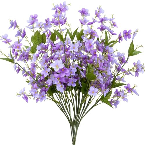 Zythrem 2Pcs Purple Artificial Flowers Faux Silk Lilac Flowers Fake Plastic Lilac Flower Artificial Grave Flower for Wedding Party Home Floral Arrangements Decor