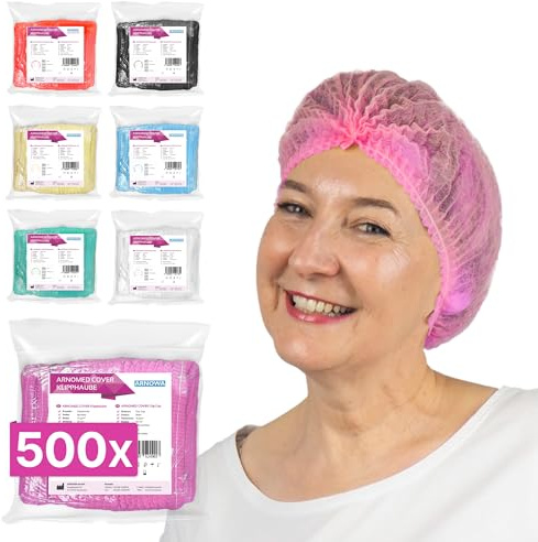 500x ARNOMED® Einweg Haarnetz, Einweghauben Kopf Pink, Klipphauben M