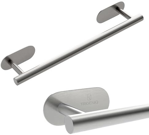 TRIGENIQ Porta Asciugamani Bagno in acciaio Inox Adesivo 40cm X 7,5cm - Appendi Asciugamani Bagno - Adesivo Extra Resistente