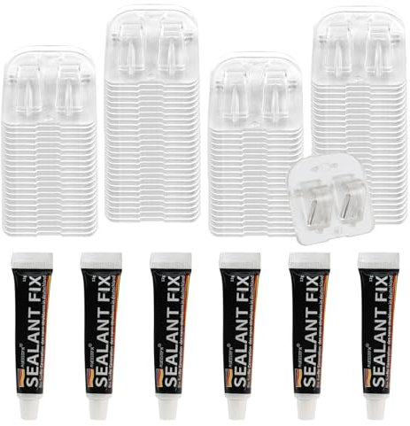 KAHOUI 100 Pièces Crochet sans Percage de Filet Chat Balcon, Étanche, Crochet Protection Fenetre Chat Anti UV pour Filet de Protection Chat, avec 6 Adhésif Extra Fort