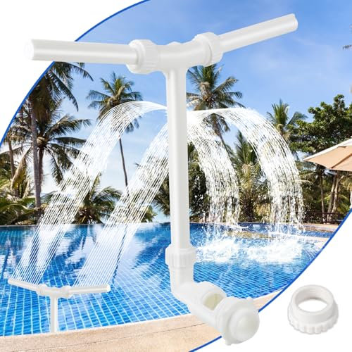 LALAGO Fontaine de Piscine, Fontaine Cascade de Piscine, Accessoires de Piscine à Double Jet pour Piscine Hors Sol/Souterraine, Fontaine de Piscine réglable 2 en 1, Accessoires de Piscine (Blanc)