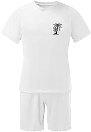 Sunfashion Trainingsanzug Kinder Jungen 140 mit Kokosnuss-Aufdruck, atmungsaktiv bequem Farbiger Anzug (White, L)