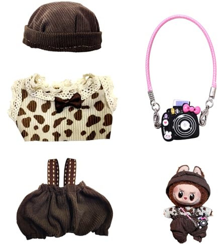 AOMAIGAD Kleidung für La-Bub Puppe, Plüsch Puppenkleidung, niedliche Spielzeugkleidung, Puppenzubehör, Kleidung für 17 cm große Puppe (C-ohne Plüschspielzeug)