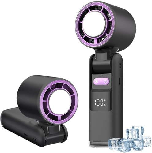 LIROPAU Ventilatore portatile portatile, velocità (1-100), ventilatore a mano regolabile, ventilatore turbo portatile ad alta velocità, batteria da 4000 mAh, ventilatore personale ricaricabile con