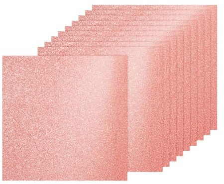 PATIKIL 10 ark roséguld glitterpapper, 30,5 x 30,5 cm färgglada kort 250 g/m² skimrande stort glänsande glitterskum för hantverk album utskärningar gör-det-själv konst fest