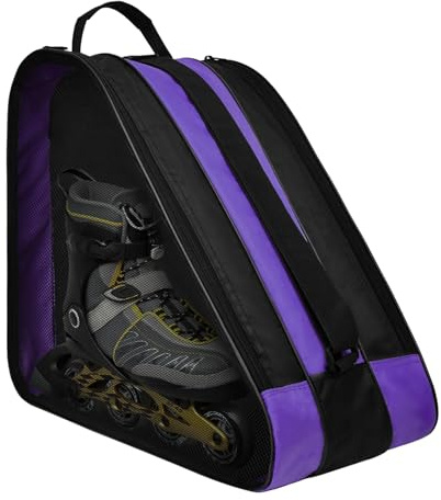 Bolsa triangular transpirable para patines con 3 capas, bolsa de patinaje artístico para mujeres y hombres (violeta oscuro)