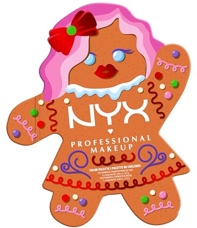 NYX Professional Makeup Lidschattenpalette in Lebkuchen-Optik, Zehn schimmernde, matte & metallic Shades, Langanhaltend, Hoch-Pigmentiert, Gingerbaddie-Palette