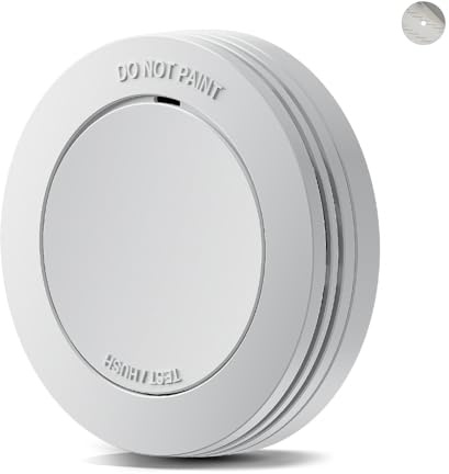 Safeliveo Rilevatore di Fumo con Batteria 10 Anni, Allarme Incendio 85 dB, Senza LED Lampeggiante, Conforme EN 14604, Funzione Silenziosa, Cuscinetti Adesivi Inclusi, Confezione da 1