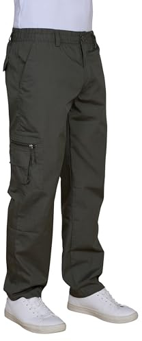 LABEL APPAREL Men's Cargo Trousers with Multi-Pocket Design Durable Workwear & Outdoor Pants for Men Lightweight Cargo Pants with Zip Pockets 35% Cotton 65% Polyester Blend Sizes M–3XL