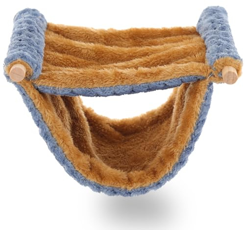 ibasenice Amaca Riscaldata per Piccoli Animali Blu in Pile, Letto Sospeso Confortevole per Furetti e Ratti, per Gabbia e Altri Spazi