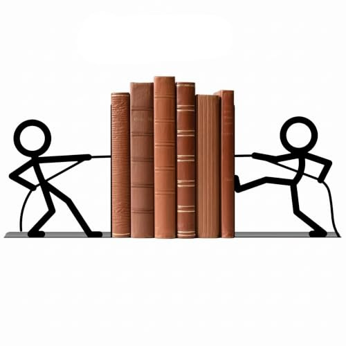1 Pair Metal Book Ends Funny Person-Shaped Bookends for Shelves