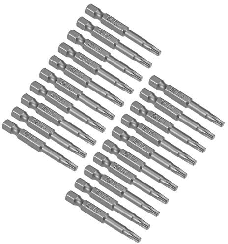 sourcing map 20 Stück T20 Torx Bit Set, 50mm Länge 1/4 Zoll Hex Sechskant S2 Stahl Magnetisch Bitsatz für Sicherheit Schraubendreher Akkuschrauber Schrauben Werkzeug
