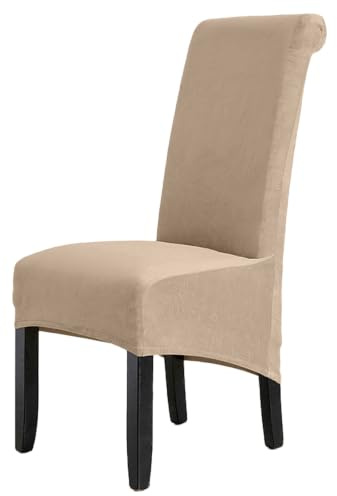 LANSHENG XL Stolsskydd för matstolar, set med 4, avtagbara tvättbara stolsöverdrag med hög rygg, stort sammetsstretch, stolskydd sätesskydd för hem, restaurang, hotell, bröllopsbankett, kamel