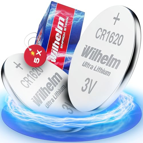 Wilhelm CR1620 litium knappceller 3 V 70 mAh, ø16 x 2,0 mm – 5 stycken