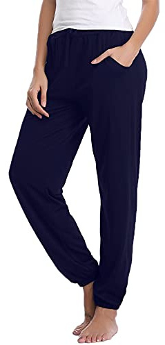 Nieery Pantalones Chándal Mujer Algodón Pantalón Largos con Bolsillos Casuals Casa Dormir Pantalón Suave y Confortable para Yoga
