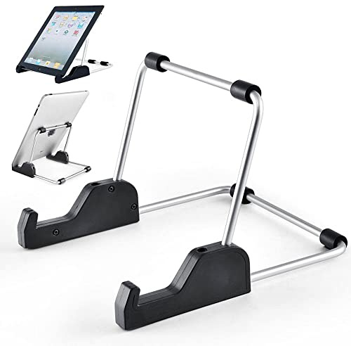 Kinizuxi Adjustable Tablet Stand for Desk,Aluminum Phone & Tablet Holder for Desk,Foldable Non-Slip Desktop Stand Compatible with iPad,iPhone,Samsung Galaxy Tab, Kindle,Display Stand, eReaders(Black) | Universal tablet stand for Desk with non-slip base and adjustable viewing angle Compatible with iPad,tablets for desks