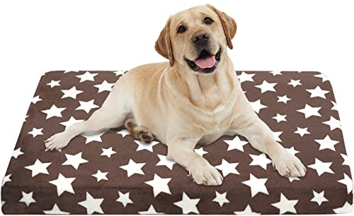 VANKEAN Coussin Chien dehoussable, Lit pour Chien Mousse Haute Densité Réversible (Frais et Chaud),Matelas pour avec Housse Lavable Amovible，Brun/Gris