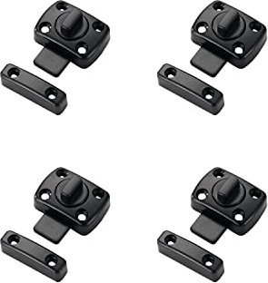 LIKERAINY Cerraduras de Puerta 42x31mm del Baño Pestillo Perno Giratorio Cerrojo Pestillos Aleación de Zinc para Puertas Muebles Ventana y Armario Negro Mate 4 Pieza