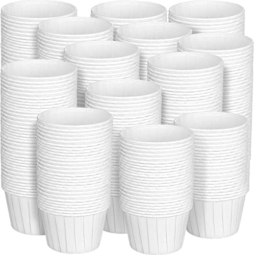 Gerrii 800-pack 113 ml vitt papper souffelkoppar engångs små papperskoppar medicinkoppar papper mellanmål koppar papper smaktillsatskoppar ketchup koppar portionskopp för mätning, provning, medicin,