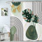 Hnmdmyi Duschvorhang Boho 180x180, Mid Century Abstrakt Grün Tropische Blätter Badewanne Vorhang Modern Geometrisch Minimalistisch Ästhetisch Kunst Wasserdicht Polyester Stoff Waschbar Badevorhang