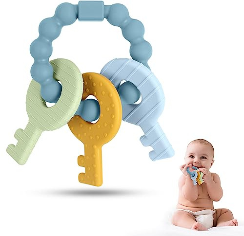 Vicloon Massaggiagengive, Dentizione Neonati Giocattolo Senza BPA Massaggia Gengive Neonati in Silicone Anello da Dentizione per Prima Infanzia Molar Lenire i Bambini (Blu)