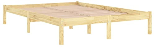 vidaXL Estructura de Cama Dormitorio Habitación Muebles Mobiliario Cuarto Descanso Robusta Duradera Rey del RU 150x200 cm Madera Pino