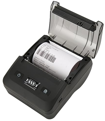 ASHATA Impresora Térmica de Recibos de 58 Mm, Impresora Térmica Directa de Etiquetas, Conexión BT4.2 50 a 80 Mm/s 203DPI Tipo C Impresora de Etiquetas de Envío con Activación de Reposo