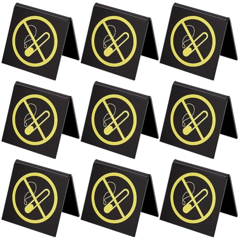 AHANDMAKER 10 letreros acrílicos de doble cara para no fumar para mesa de tienda de campaña, indicador de logotipo de escritorio para no fumar, no fumar, letrero de mesa para restaurantes, oficinas,