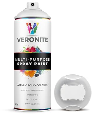 Veronite® 1 x Spray Paint 400ml - Matt White for Metal, Plastic, Wood, Glass & Furniture - Scratch & Impact Resistant - Ultra Adhesion/Coverage - RAL 9010