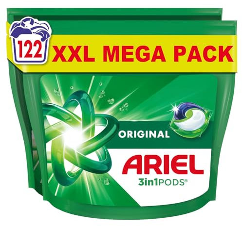 Ariel PODS® - Detersivo per bucato in capsule, 122 lavaggi (61 x 2), originale, eccezionale rimozione delle macchie in 1 lavaggio