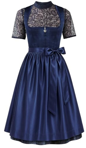 EIISSION Dirndl Donna Vestito Oktoberfest Costume Outfit Blu Tirolese Vestito Bavarese Abito Costumi Dirndl Tradizionale Germandress Gonna Set di Tre Pezzi 54