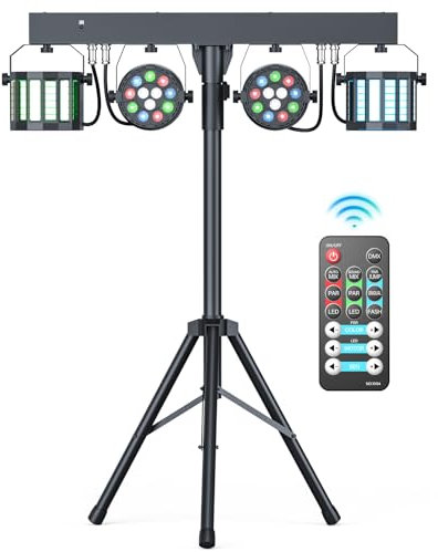 GdjRttk 60 W Ensemble de lumière DJ avec support et télécommande, Derby RGBW DMX Par LED avec effet stroboscopique lumière disco pour fête, scène, KTV, concerts, mariages