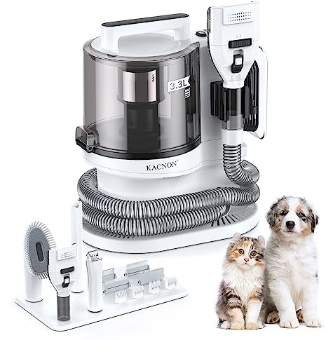 KACNON Hundeschermaschine mit Staubsauger (3.3L,13kPa) - All in one Haustierpflegeset - Leise Schermaschine Hund Katze - Tierhaarstaubsauger Elektrische Haustierbürste