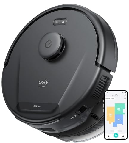 eufy L60 Robotdammsugare med moppfunktion, ultrastark sugkraft på 5.000Pa, iPath Laser-navigering, för grundlig golvrengöring, idealisk för hår och hårda golv, Google & Alexa (Renoverad)