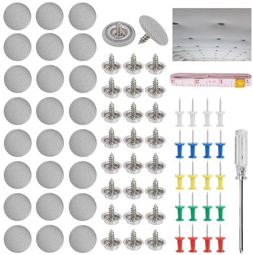 Kit di riparazione per tettuccio auto, 68 pezzi, bottoni di riparazione per tettuccio dell'auto, kit di perni di fissaggio, rivetti a scatto automatici con cacciavite, panno, righello, perno di