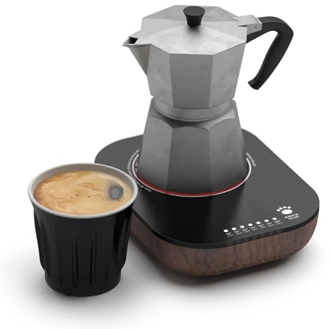 TMASTER 240W Small Electric Hot Plate,Mini Stove Portable Stove Kitchen Cooktop Electric Heater,Single Burner, Perfect Size For Moka Pot, Melting Wax And More (Black Walnut Violent Cat 240W)