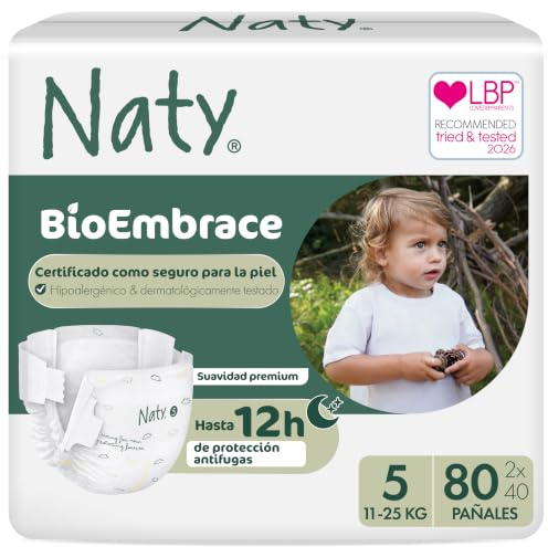 Naty BioEmbrace Baby Windeln, Größe 5 (11–25 kg), 80 Stück